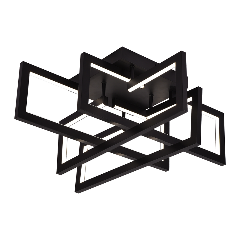 Lustra LED cu telecomanda 98W, 4 Elemente, lumina Rece/Calda/Neutra, Dimabila, Negru
