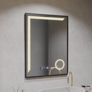 Oglinda LED Senzor MotionGlow Francesca 60x80 cm Lumina Calda/Rece/Neutra Dimabila Rama Negru Brushed Sistem Dezaburire Termometru Ceas Colectia Marcello Funghi