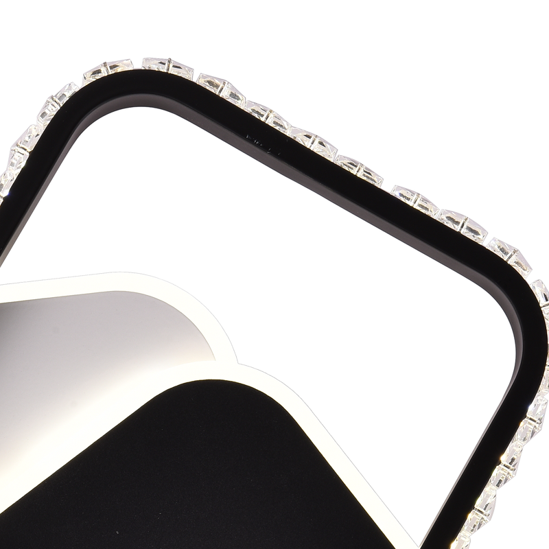 Lustra LED cu cristal  PRISMIQ 39W, 3 Patrate, lumina Rece/Calda/Neutra, Negru