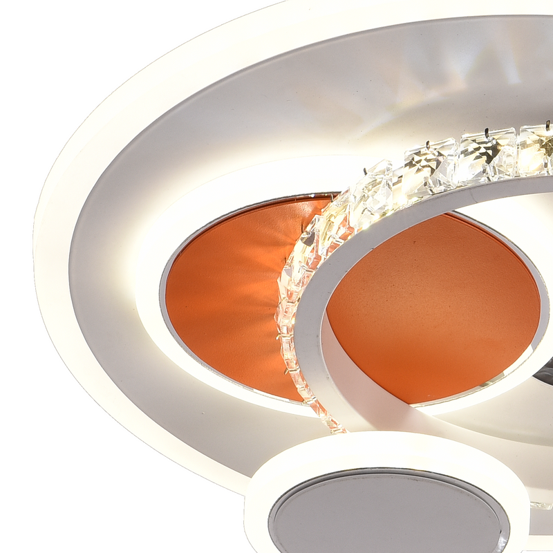 Lustra LED cu cristal HELIOX, 45W, 4 Cercuri, lumina Rece/Calda/Neutra, Alb