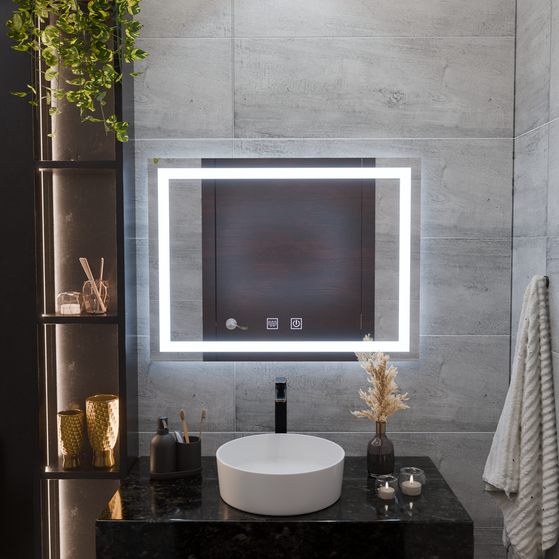 Oglinda LED Rectangulara, 80x60cm, Edge LUMINOUS Touch, Sistem Dezaburire, Dimabila