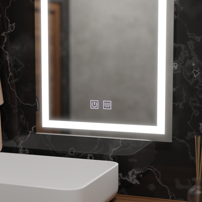 Oglinda LED Rectangulara, 50x70cm, Insideus Touch, Sistem Dezaburire, Dimabila