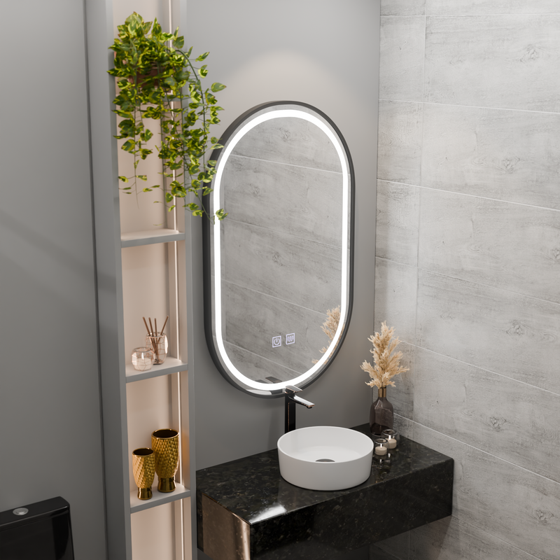Oglinda LED Ovala 60x100cm Torino Vetro Touch Sistem Dezaburire Dimabila