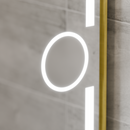 Oglinda LED Rectangulara, 110x65cm, Eclat MotionGlow Marcello, Sistem Dezaburire, Ceas & Termometru, Lupa Cosmetica, Dimabila, Rama Auriu Brushed