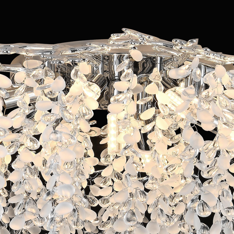 Candelabru Cristal CC8080/D800CH, 9x E14, Diametru 49cm, Crom