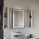 Oglinda LED Touch Ulrich Sistem Dezaburire, Ceas si Temperatura 60x80 cm Rama Negru Brushed Lupa Cosmetica