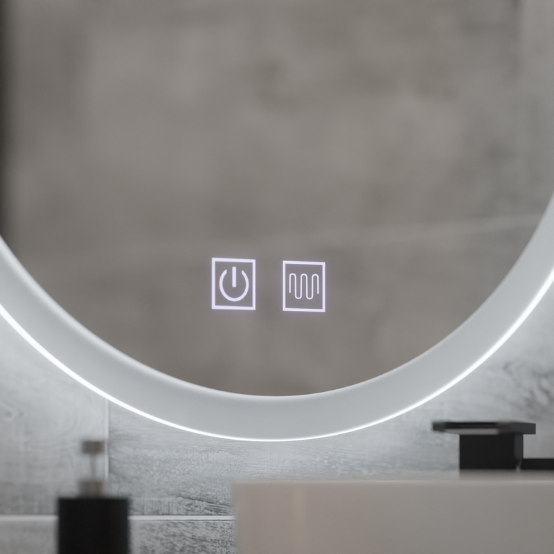 Oglinda LED Rotunda, 70cm, Noxia Touch, Sistem Dezaburire, Dimabila