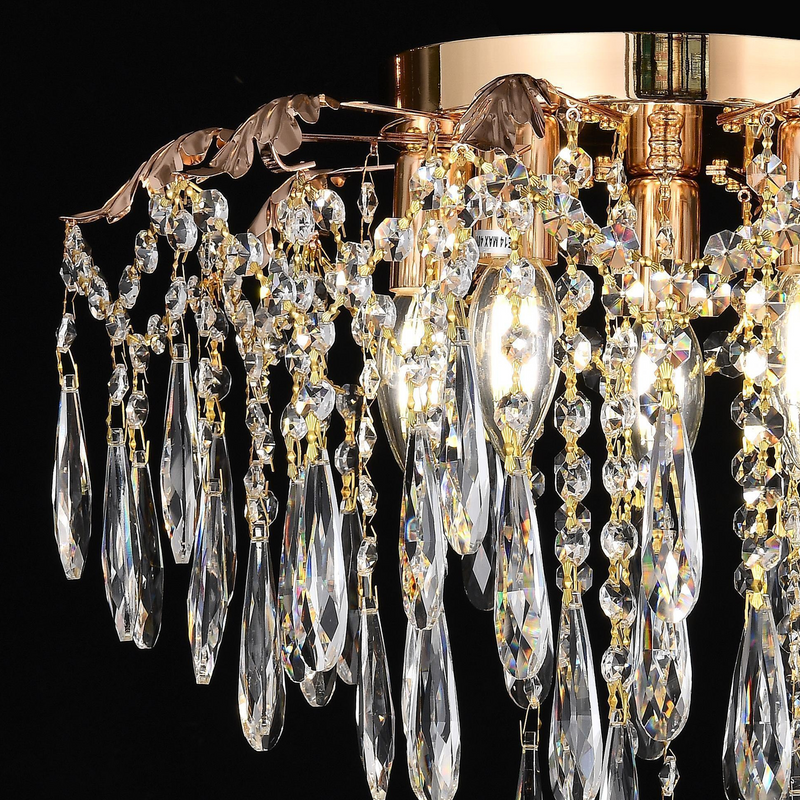 Candelabru Cristal CC9221/5FGD, 5x E14, Diametru 48cm, Auriu Lucios