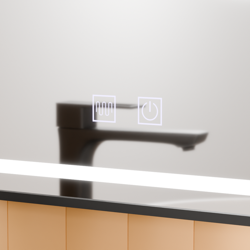 Oglinda LED Rectangulara, 50x70cm, Taglio Touch, Sistem Dezaburire, Rama Neagra