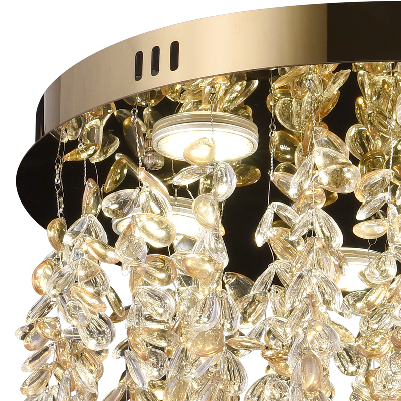 Candelabru LED Cristal LLC213/400GD Rotund, 22W, Lumina Rece/Calda/Neutra, Cristal, Auriu