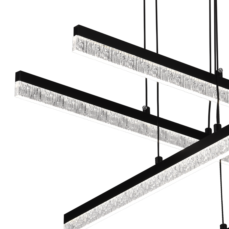 Lustra LED Suspendata Acril LT181/4BK, 55W, Lumina 3000/4000/6000K, Negru, Inaltime Reglabila