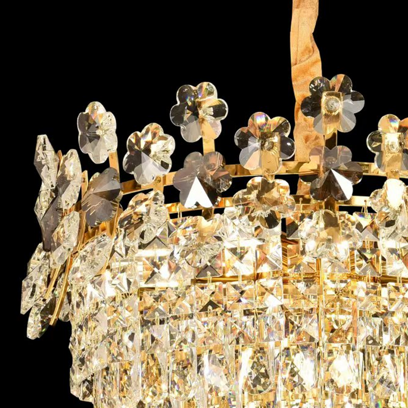 Candelabru Cristal WINDSOR Eleganza 8x E14, Diametru 49cm, Auriu Lucios, Inaltime Reglabila