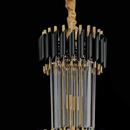 Candelabru Cristal CC900/600X1800, 27xE14, Diametru 60cm, Inaltime 180cm, Auriu Lucios si Negru, Inaltime Reglabila, Design Elegant