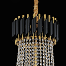 Candelabru Cristal VERSAILLES Grande Supremo 14xE14, Diametru 60cm x Inaltime 90cm, Auriu Lucios si Negru, Inaltime Reglabila