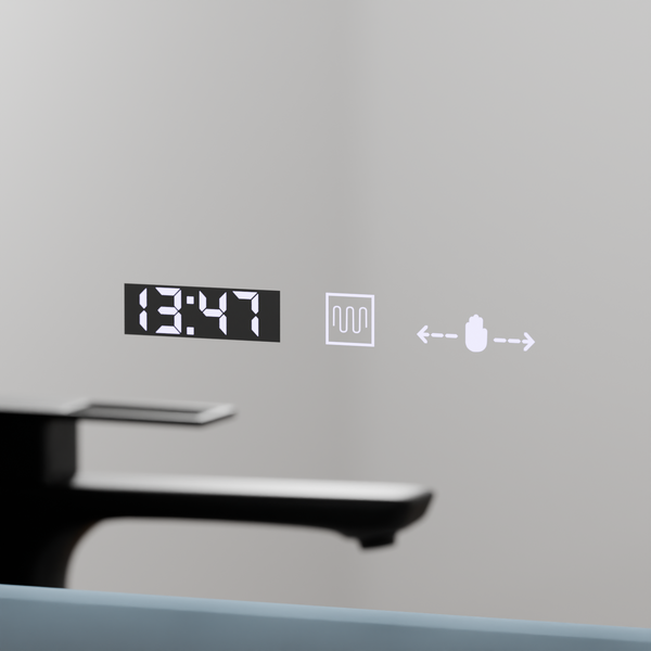 Oglinda LED Rectangulara, 80x60cm, Zampa Senzor MotionGlow Marcello, Sistem Dezaburire, Ceas & Termometru, Dimabila