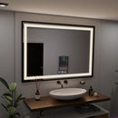 Oglinda LED Rectangulara, 100x70cm, Verite Majeste Noir Motion Glow Marcello, Sistem Dezaburire, Ceas & Termometru, Dimabila