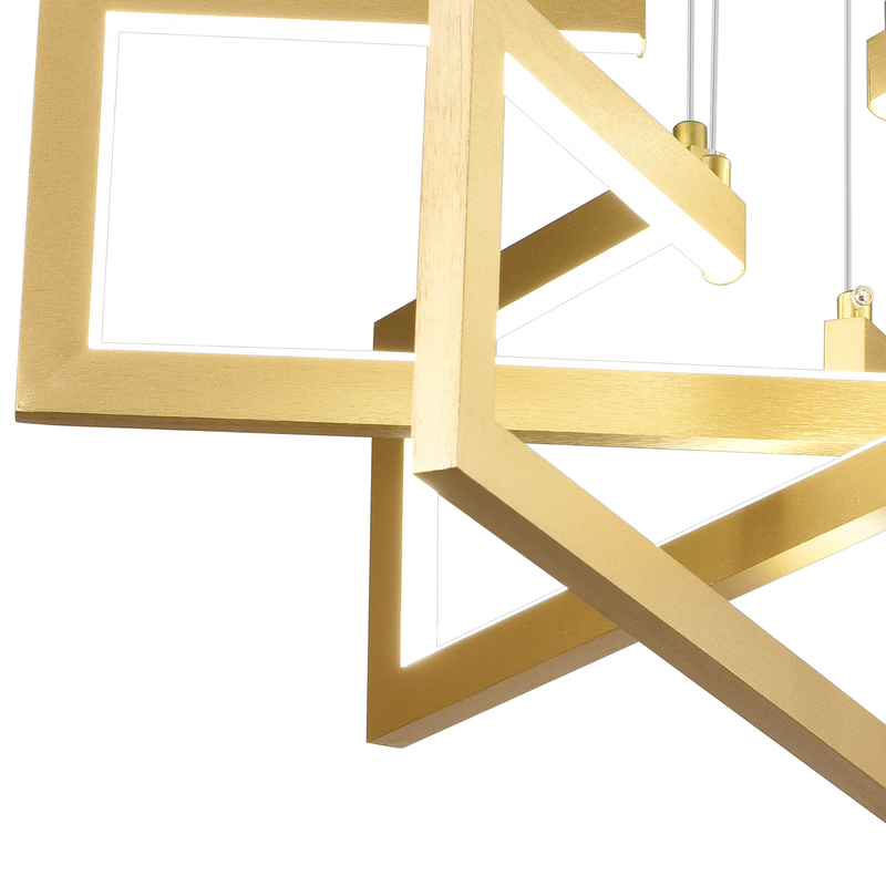 Lustra LED cu telecomanda ,Suspendata 71W, 3 Elemente, lumina Rece/Calda/Neutra, Dimabila, Inaltime Reglabila, Auriu