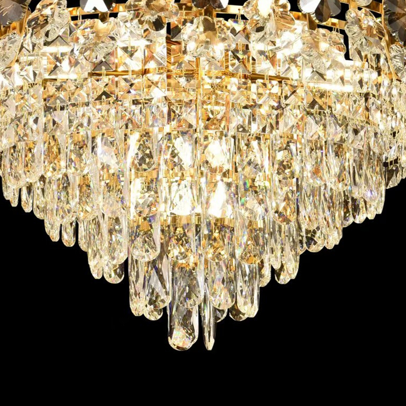Candelabru Cristal CC6705/500GD 9x E14, Diametru 49cm, Auriu Lucios, Inaltime Reglabila