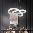 Lustra LED PRISM Luminis, Cristal si Metal, 210W, 4 Cercuri, Dimabila, Inaltime Reglabila, Lumina Rece/Calda/Neutra, Iluminat Luxos