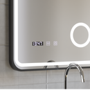 Oglinda LED Touch Ulrich Sistem Dezaburire, Ceas si Temperatura 60x80 cm Rama Negru Brushed Lupa Cosmetica