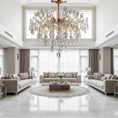 Candelabru Cristal PALERMO Eleganza 5xE14, Diametru 50cm, Auriu