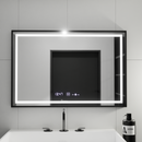 Oglinda LED Rectangulara, 100x80cm, Verite Majeste Noir MotionGlow Marcello, Sistem Dezaburire, Ceas & Termometru, Dimabila
