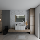 Oglinda LED Senzor MotionGlow Rosalia 80x60 cm Lumina Calda/Rece/Neutra Dimabila Sistem Dezaburire Termometru Ceas Colectia Marcello Funghi