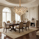 Candelabru Cristal Magno 11xE14, Diametru 60cm, Auriu Lucios, Inaltime Reglabila, Metal si Cristal