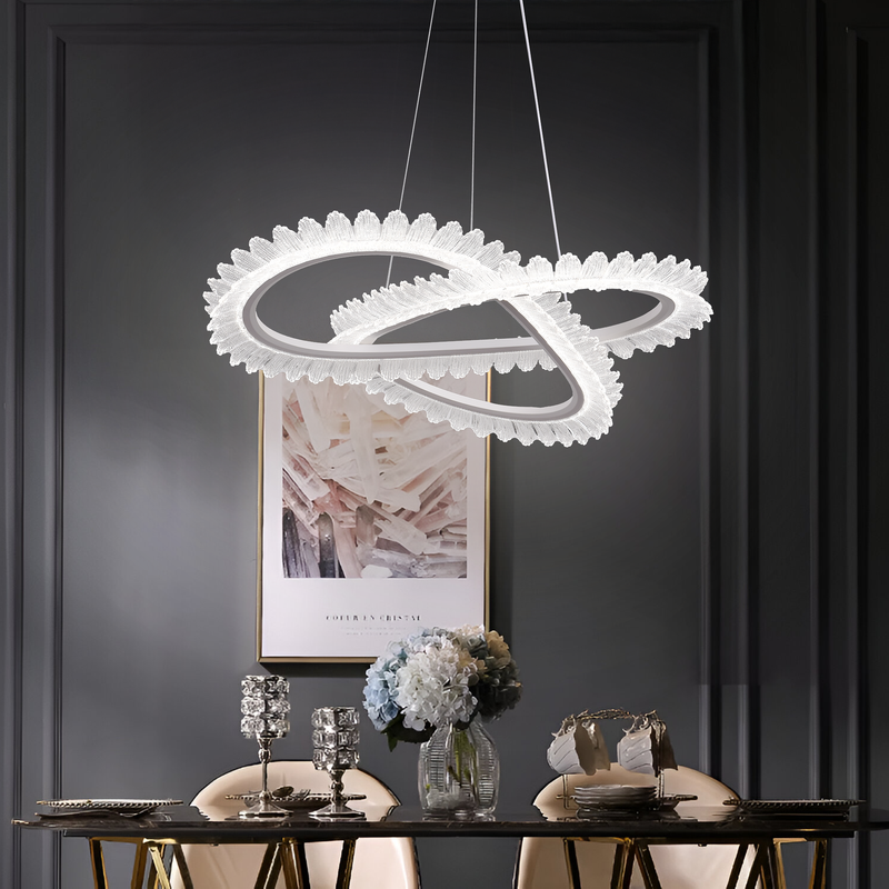 Lustra LED LT187WH, Cristal si Metal, 52W, Dimabila, Inaltime Reglabila, lumina Rece/Calda/Neutra, Iluminat Luxos