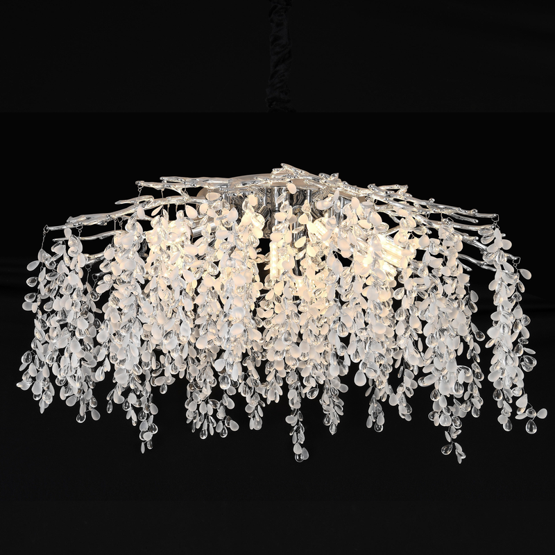 Candelabru Cristal CC8080/D800CH, 9x E14, Diametru 49cm, Crom