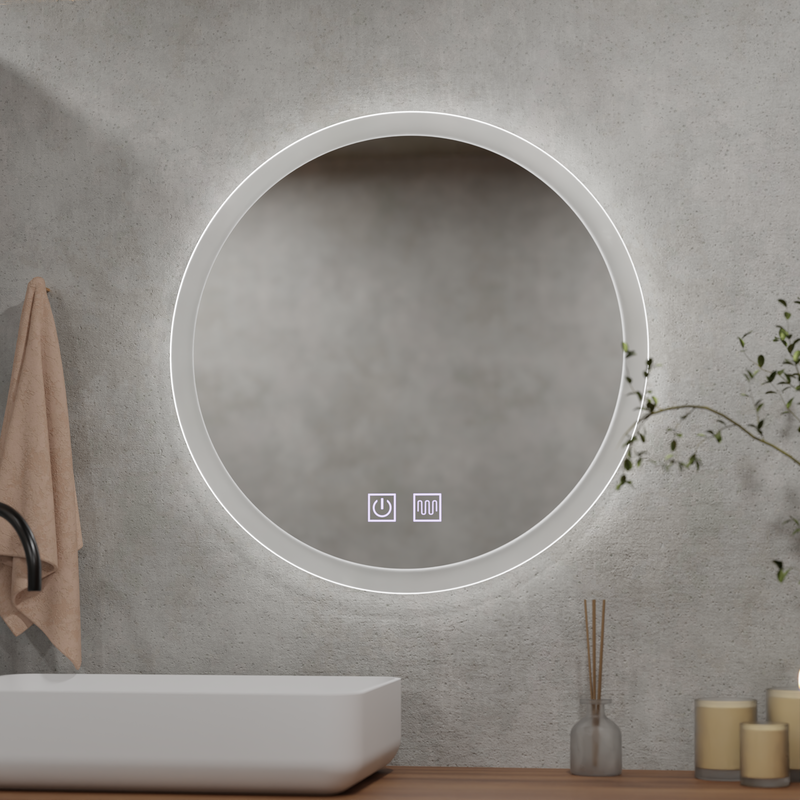 Oglinda LED Rotunda, 70cm, Noxia Touch, Sistem Dezaburire, Dimabila