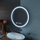 Oglinda LED Touch NOVARA Sistem Dezaburire, Ceas si Temperatura 90 cm Rama Negru Brushed Oglinzi Korman S Default Title Alessandro Design