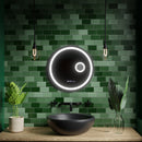 Oglinda LED Rotunda, 60cm, Micah Senzor MotionGlow Marcello, Sistem Dezaburire, Ceas & Termometru, Lupa Cosmetica, Dimabila