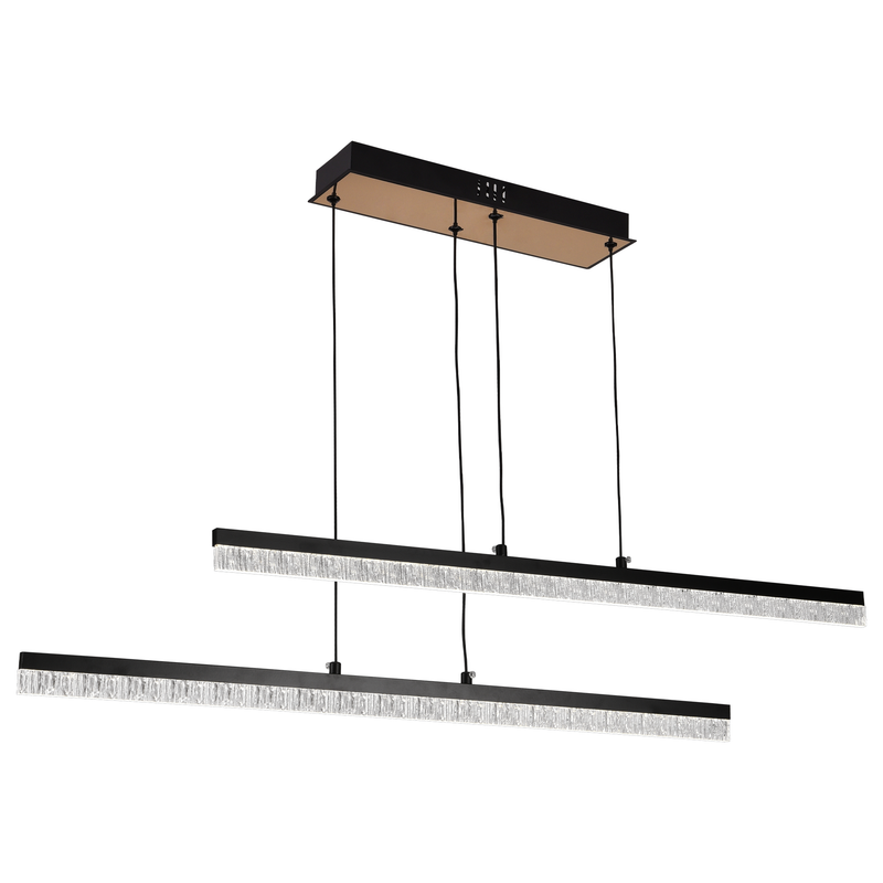 Lustra LED Suspendata Acril LT181/2BK, 37W, Lumina 3000/4000/6000K, Negru, Inaltime Reglabila