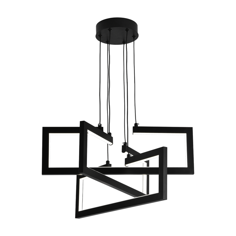 Lustra LED cu telecomanda ,Suspendata 71W, 3 Elemente, lumina Rece/Calda/Neutra, Dimabila, Inaltime Reglabila, Negru