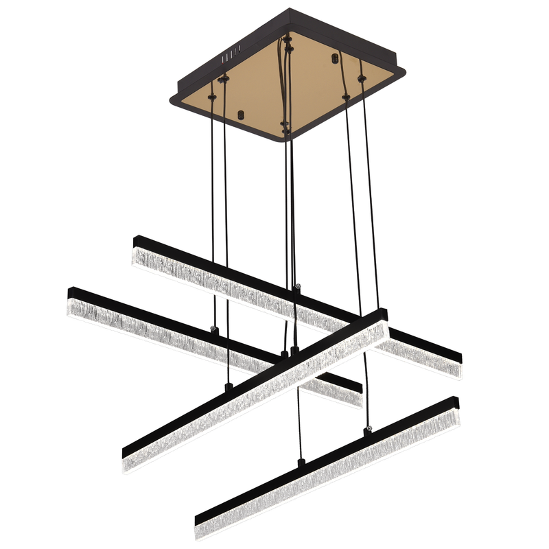Lustra LED Suspendata Acril LT181/4BK, 55W, Lumina 3000/4000/6000K, Negru, Inaltime Reglabila
