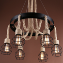 Lustra Roata LV580/6BK, 6*E27, Maro, Metal si Sfoara