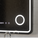 Oglinda LED Touch Ulrich Sistem Dezaburire, Ceas si Temperatura 60x80 cm Rama Negru Brushed Lupa Cosmetica