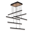 Lustra LED Suspendata Acril LT181/6BK, 84W, Lumina 3000/4000/6000K, Negru, Inaltime Reglabila