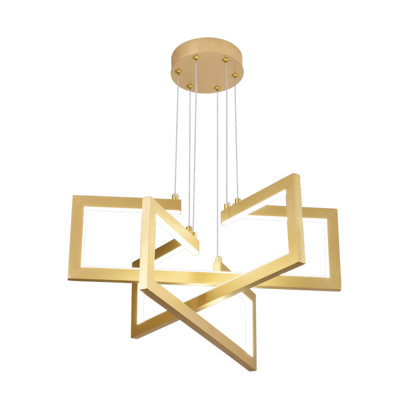 Lustra LED cu telecomanda ,Suspendata 71W, 3 Elemente, lumina Rece/Calda/Neutra, Dimabila, Inaltime Reglabila, Auriu