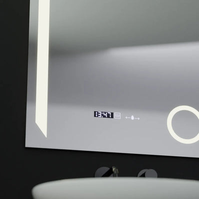 Oglinda LED Rectangulara, 60x80cm, Precision MotionGlow Marcello, Sistem Dezaburire, Ceas & Termometru, Lupa Cosmetica, Dimabila