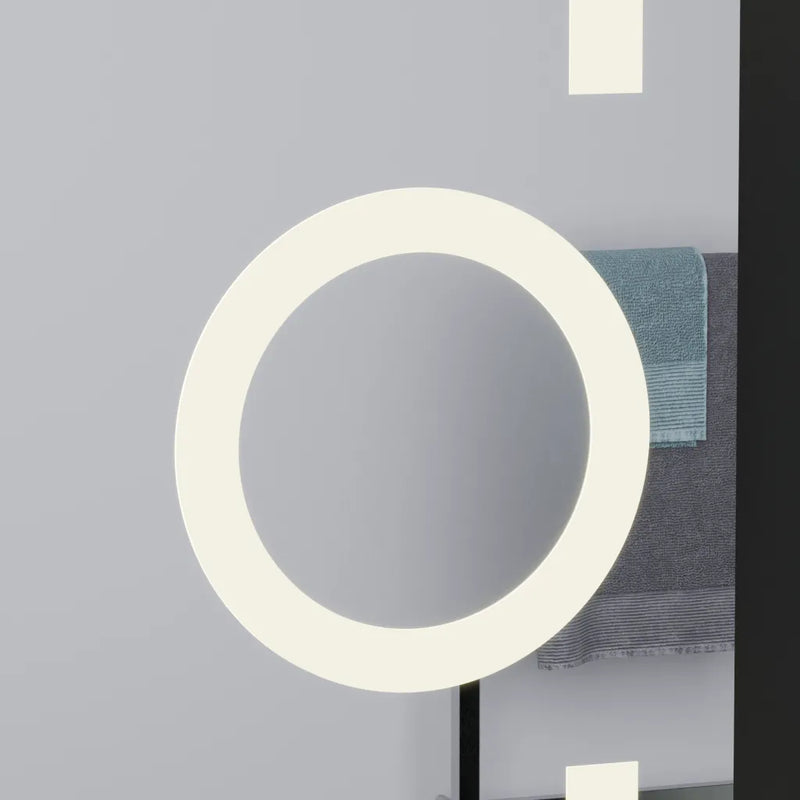 RESIGILAT [LUPA NECLARA] -Oglinda LED Rectangulara, 60x80cm, Eclat MotionGlow Marcello, Ceas & Termometru, Sistem Dezaburire, Lupa Cosmetica, Dimabila