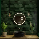 Oglinda LED Rotunda, 60cm, Micah Senzor MotionGlow Marcello, Sistem Dezaburire, Ceas & Termometru, Lupa Cosmetica, Dimabila