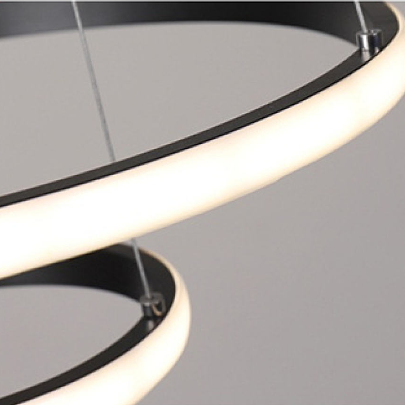 Lustra LED suspendata RICCI 45W, 3 Cercuri, lumina Rece/Calda/Neutra, Negru, Inaltime Reglabila