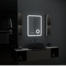 Oglinda LED Touch Ulrich Sistem Dezaburire, Ceas si Temperatura 60x80 cm Rama Negru Brushed Lupa Cosmetica