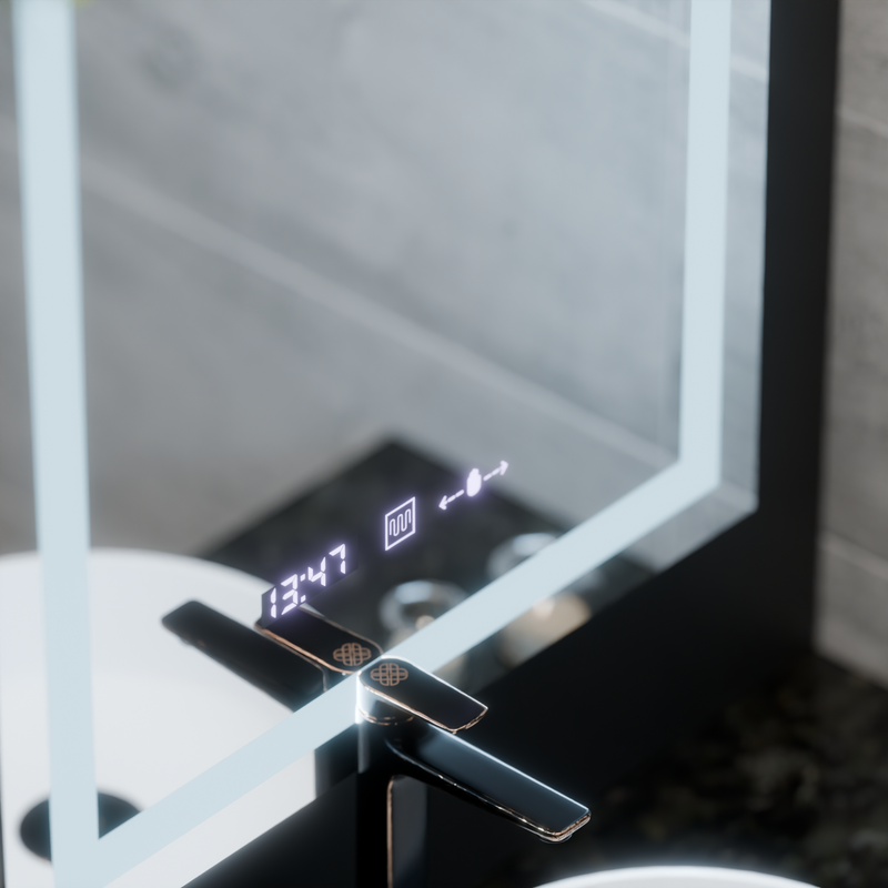 Oglinda LED Rectangulara, 75x90cm, Verite MotionGlow Marcello, Sistem Dezaburire, Ceas & Termometru, Dimabila