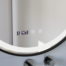 Oglinda LED Touch NOVARA Sistem Dezaburire, Ceas si Temperatura 50 cm Rama Negru Brushed