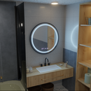 Oglinda LED Rotunda, 60cm, Celeste Majesté Noir MotionGlow Marcello, Sistem Dezaburire, Ceas & Termometru, Dimabila