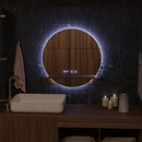 Oglinda LED Touch Alfred Sistem Dezaburire, Ceas si Temperatura 60x60 cm Cu Suport Integrat