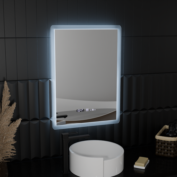 Oglinda LED Rectangulara, 50x70cm, Zampa Senzor MotionGlow Marcello, Sistem Dezaburire, Ceas & Termometru, Dimabila